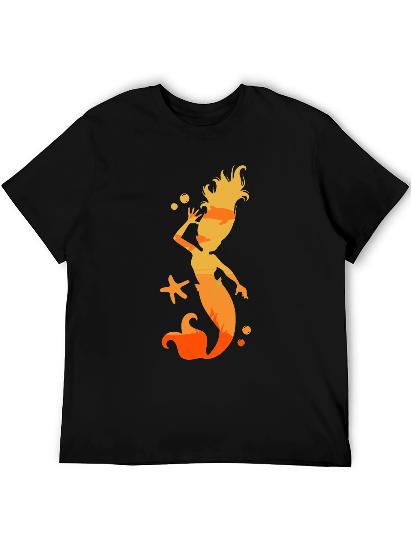 Mermaid Silhouette Graphic Black T-Shirt