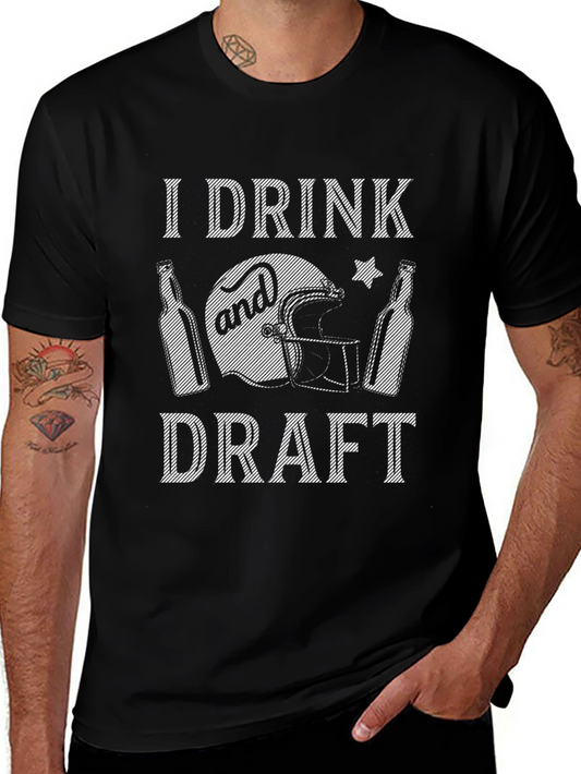 I Drink and Draft Football Graphic T-Shirt