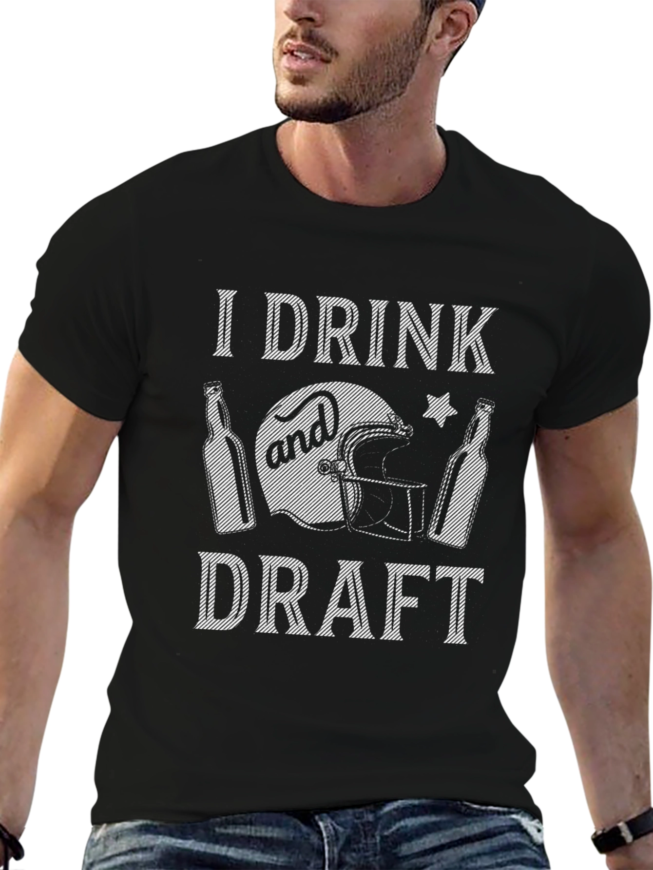 I Drink and Draft Football Graphic T-Shirt