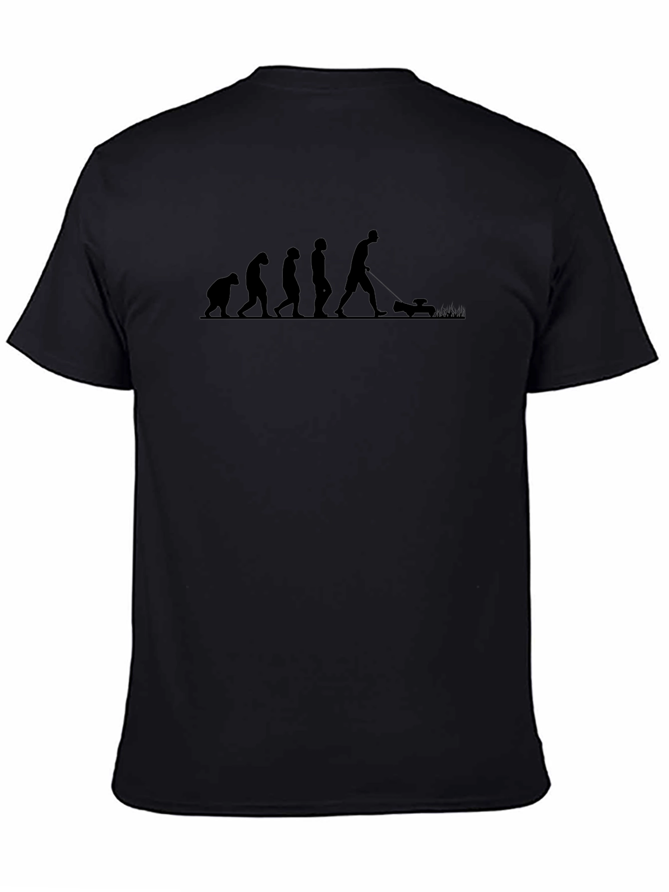 Evolution of Lawn Mowing Black T-Shirt