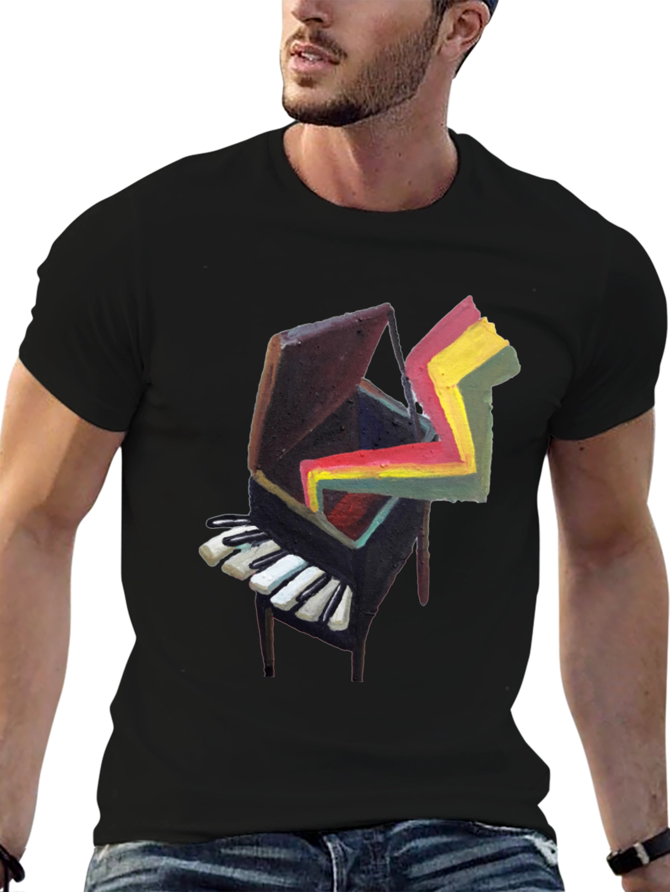 Abstract Piano Graphic Tee - Cool Art Shirt