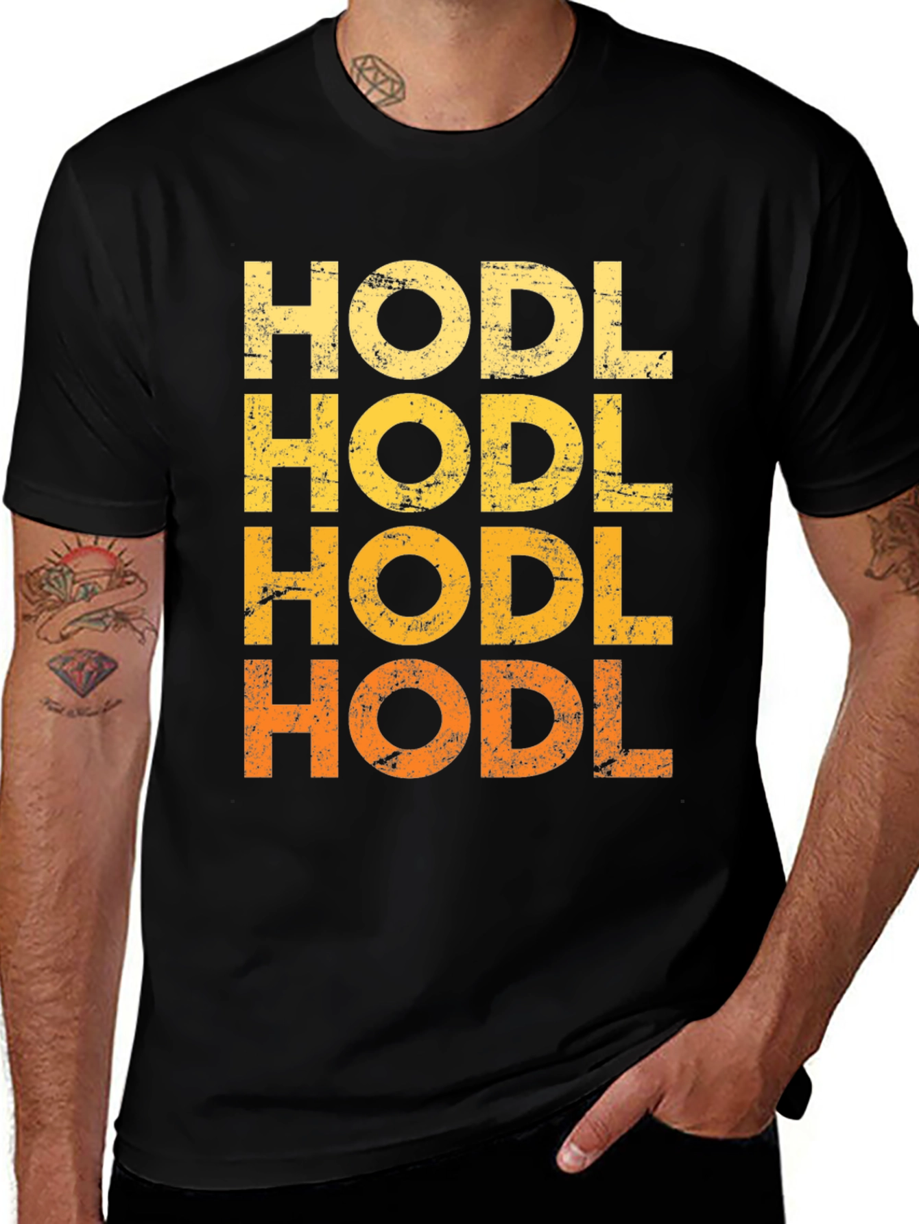 HODL Crypto T-Shirt - Distressed Graphic Tee
