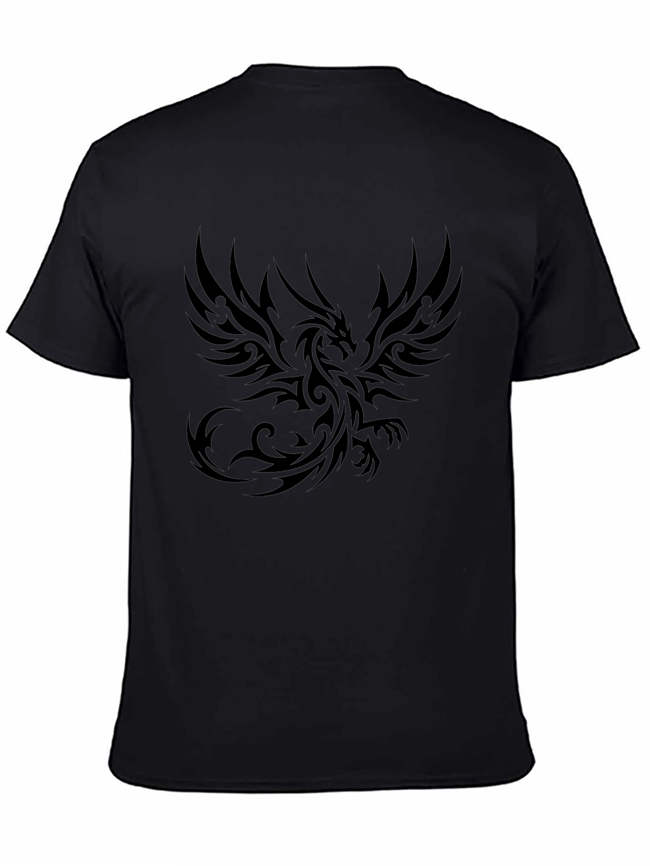 Black Dragon Print Crew Neck T-Shirt