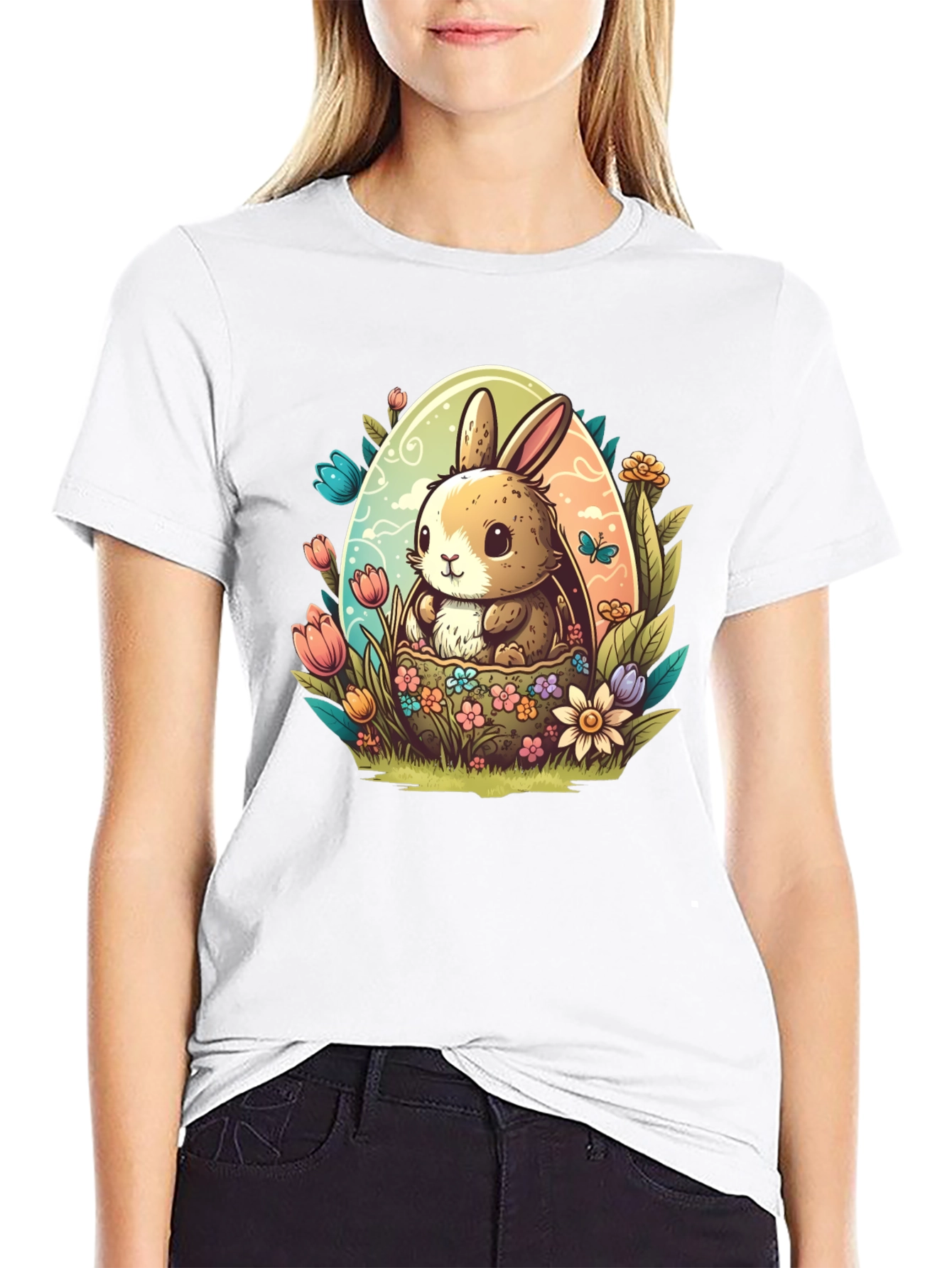 Cute Easter Bunny Egg Graphic Tee