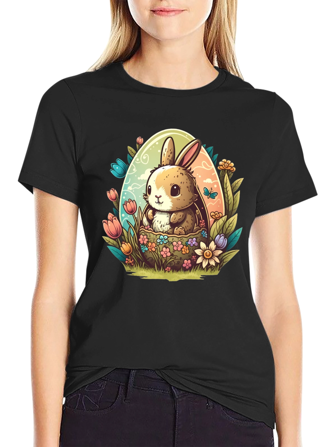 Cute Easter Bunny Egg Graphic Tee