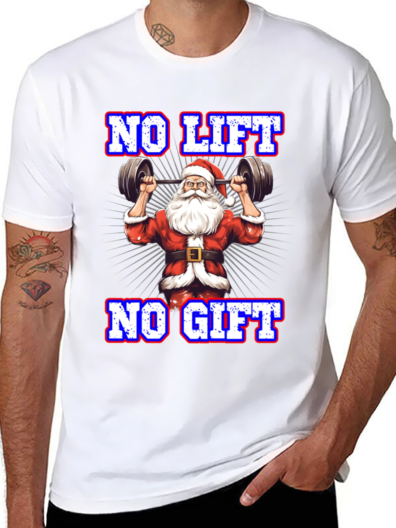 No Lift No Gift Christmas Santa Gym T-Shirt