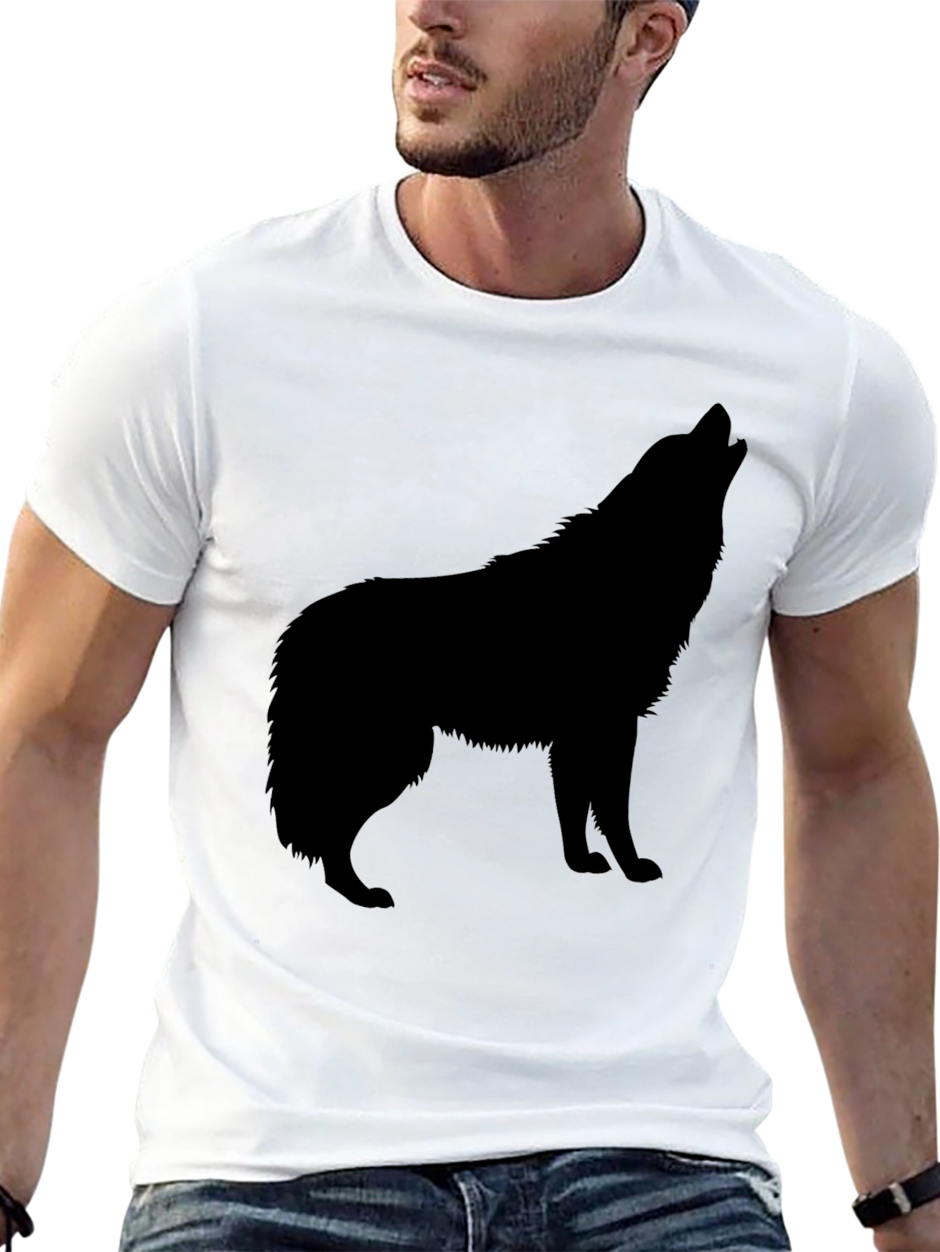 Wolf Silhouette Graphic Tee - Mens Black T-Shirt