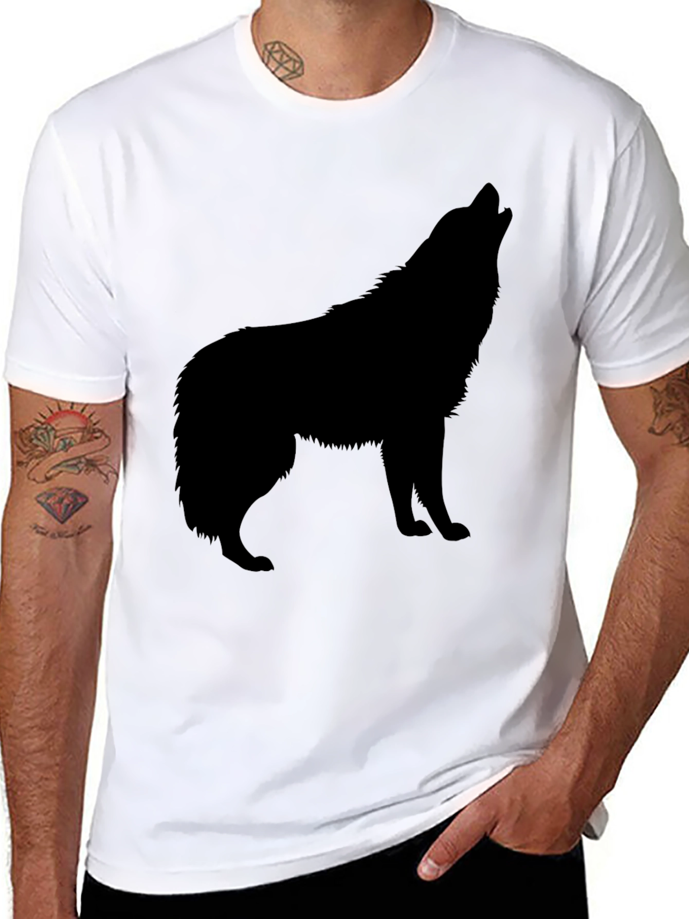 Wolf Silhouette Graphic Tee - Mens Black T-Shirt