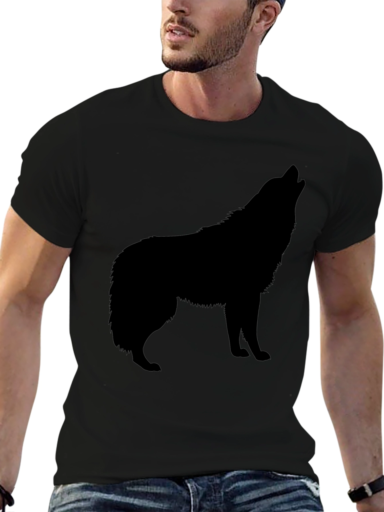 Wolf Silhouette Graphic Tee - Mens Black T-Shirt