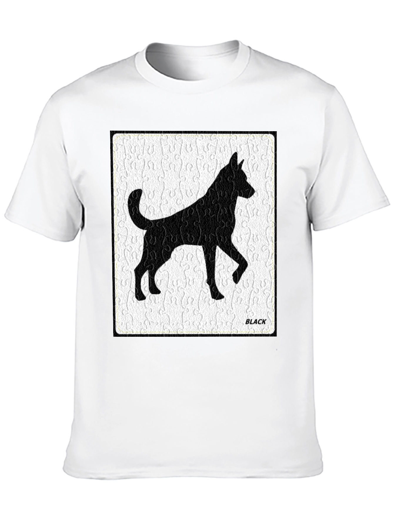Black Dog Silhouette Tee - Puzzle Background