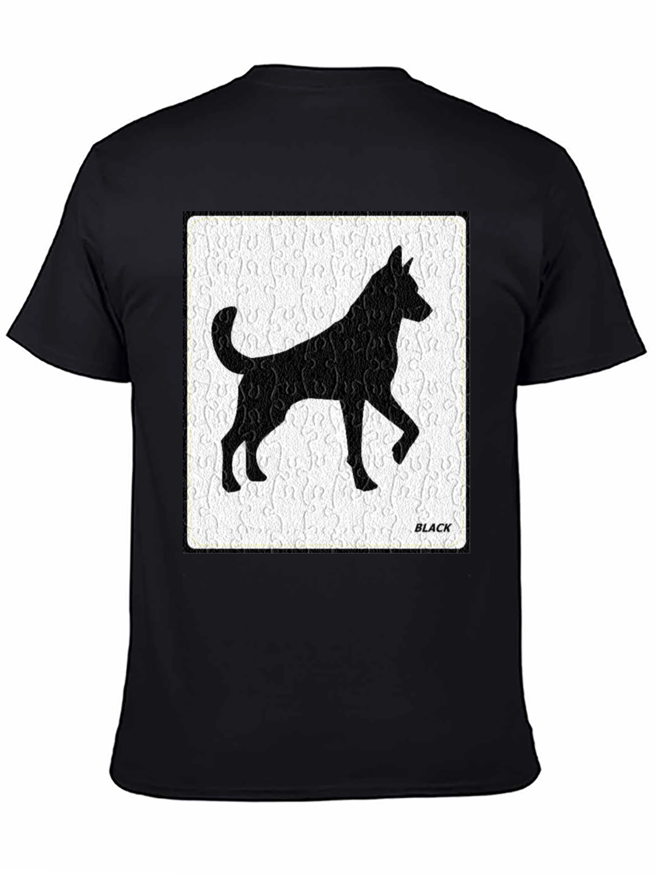 Black Dog Silhouette Tee - Puzzle Background