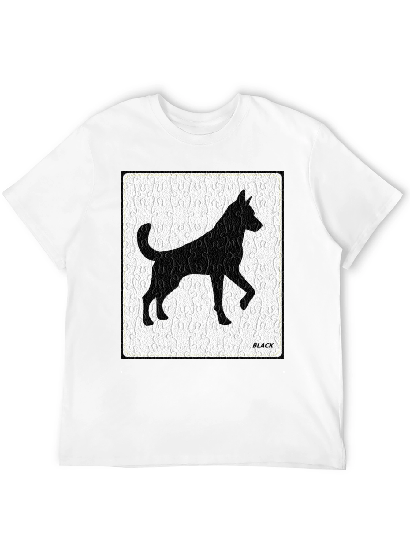 Black Dog Silhouette Tee - Puzzle Background