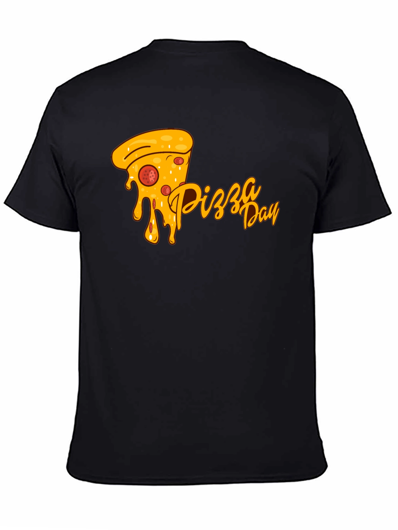Pizza Day Graphic Tee - Black Cotton Comfort