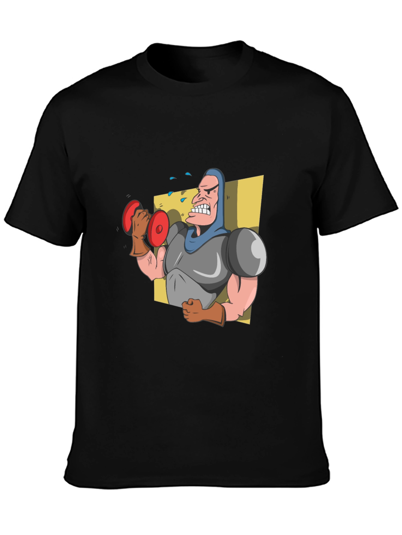 Funny Cartoon Weightlifter Graphic T-Shirt