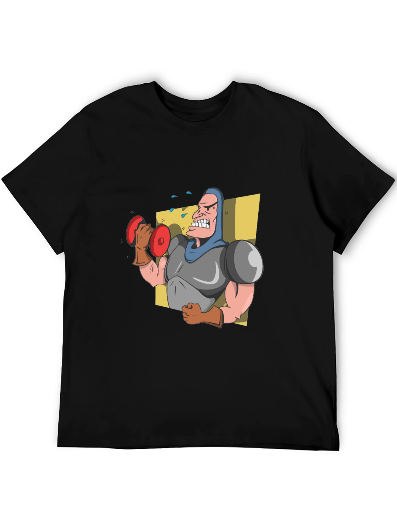 Funny Cartoon Weightlifter Graphic T-Shirt