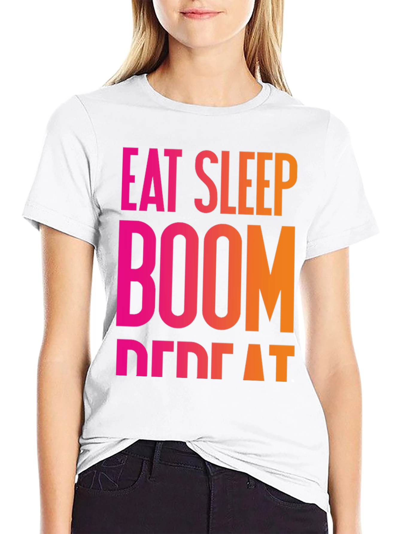 Eat Sleep Boom Repeat Black T-Shirt