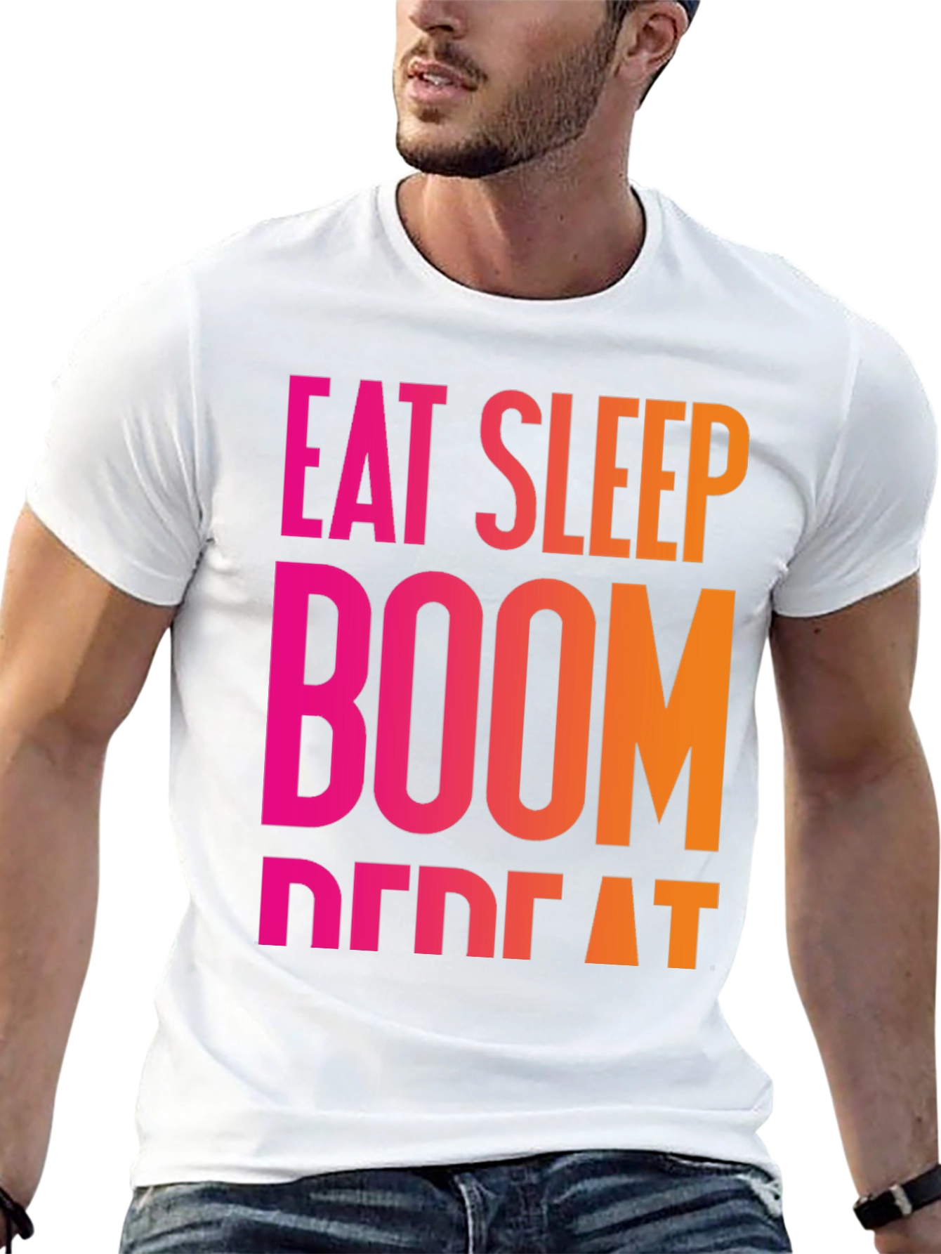 Eat Sleep Boom Repeat Black T-Shirt