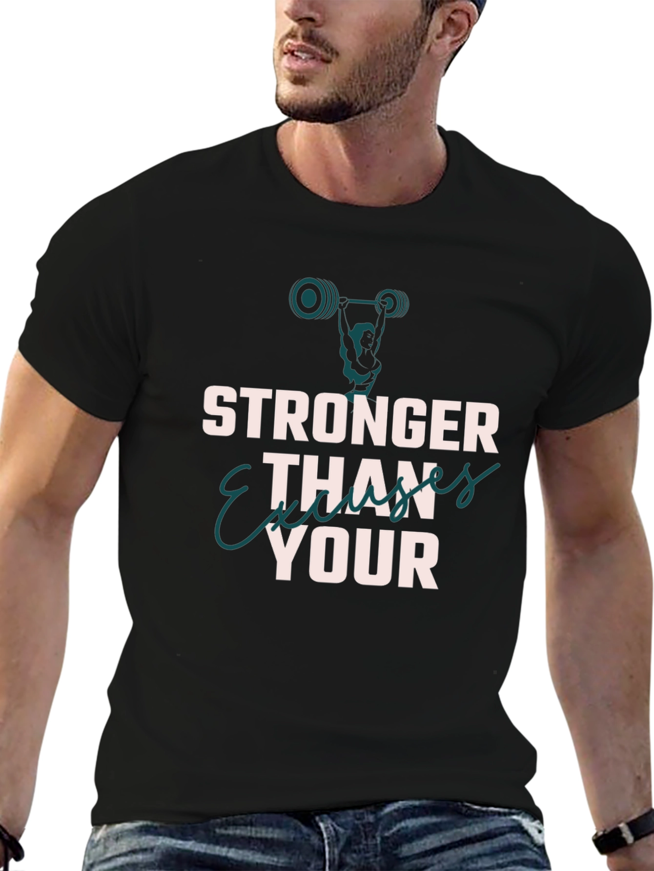 Stronger Than Your Excuses Black T-Shirt Workout Gym