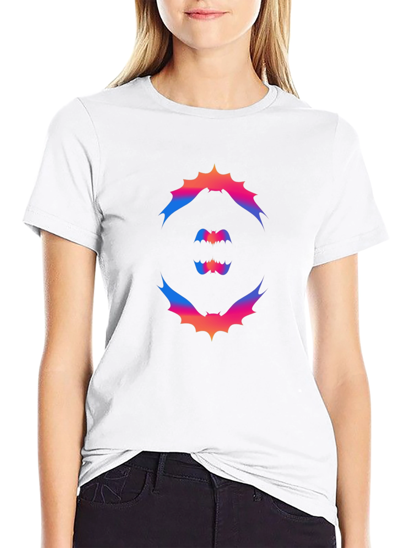 Gradient Bat Graphic Tee - Halloween Style