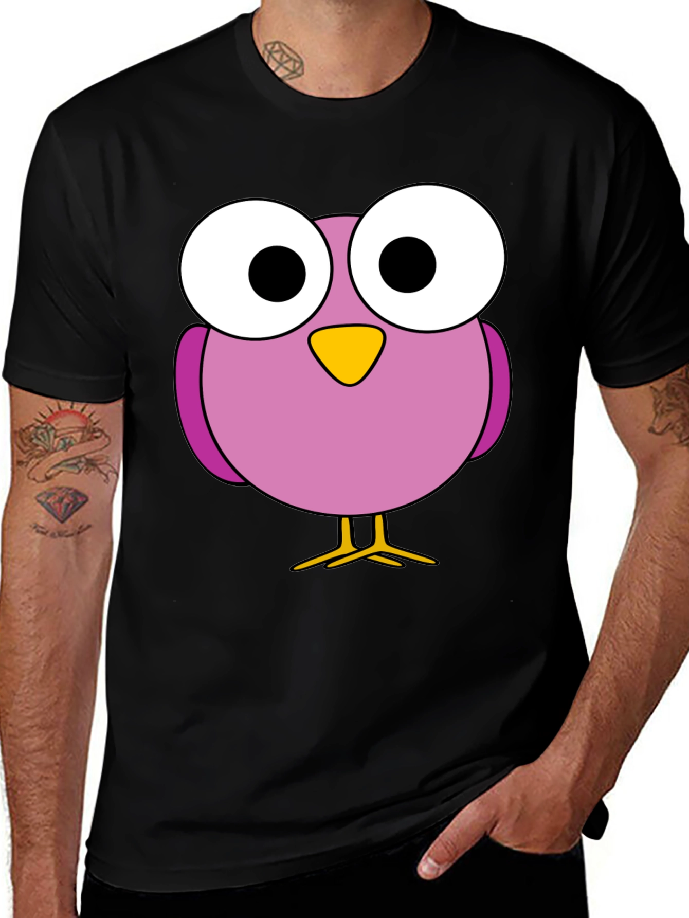 Funny Bird Graphic Tee - Casual Black T-Shirt
