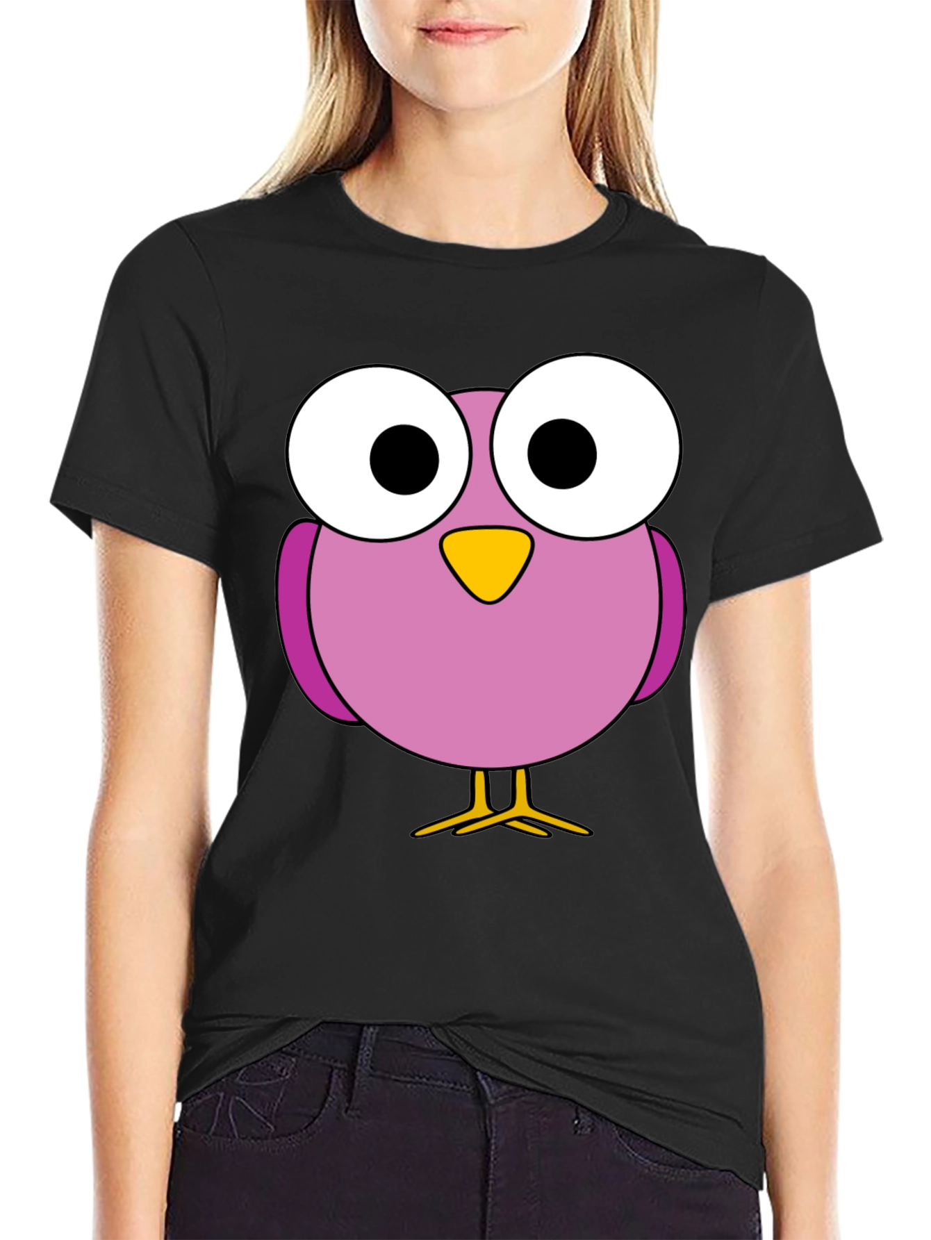 Funny Bird Graphic Tee - Casual Black T-Shirt