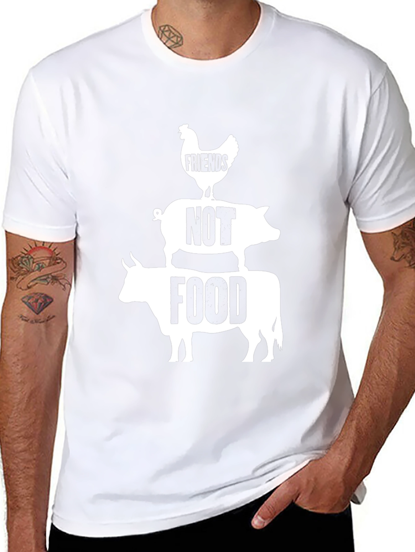 Vegan Friends Not Food T-Shirt - Black
