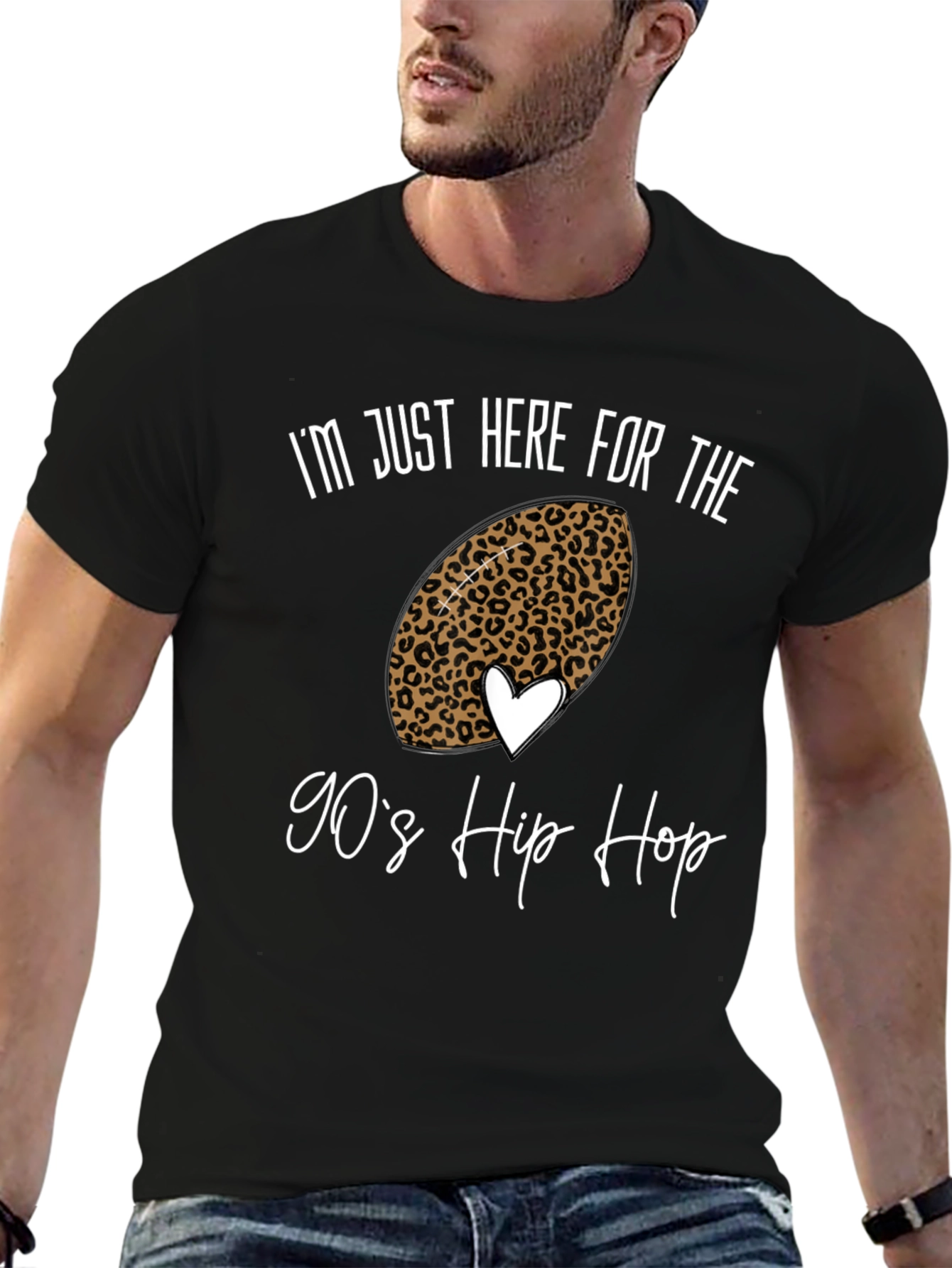 90s Hip Hop Football Leopard Print Tee