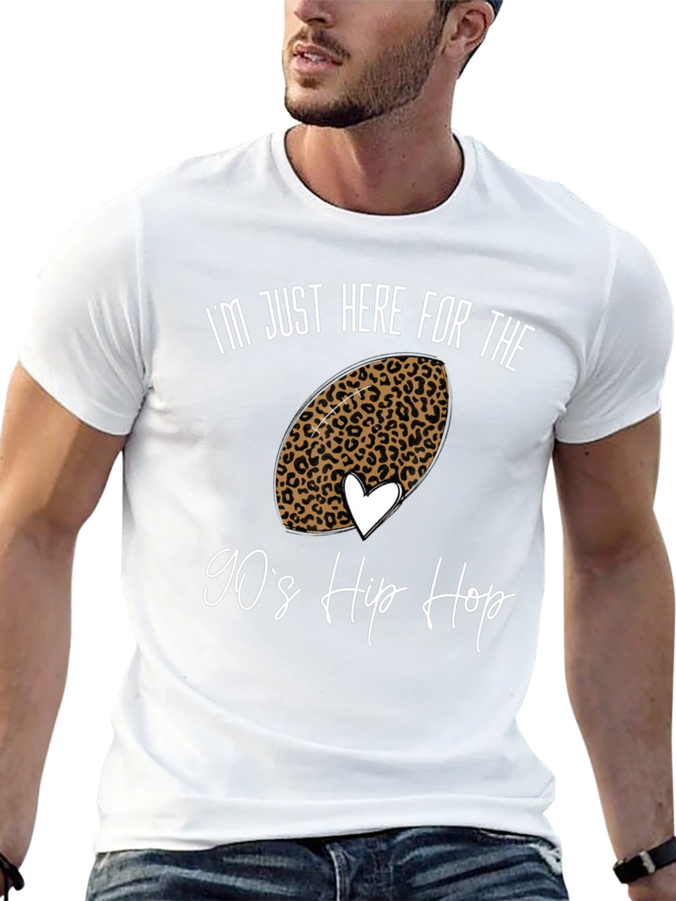 90s Hip Hop Football Leopard Print Tee