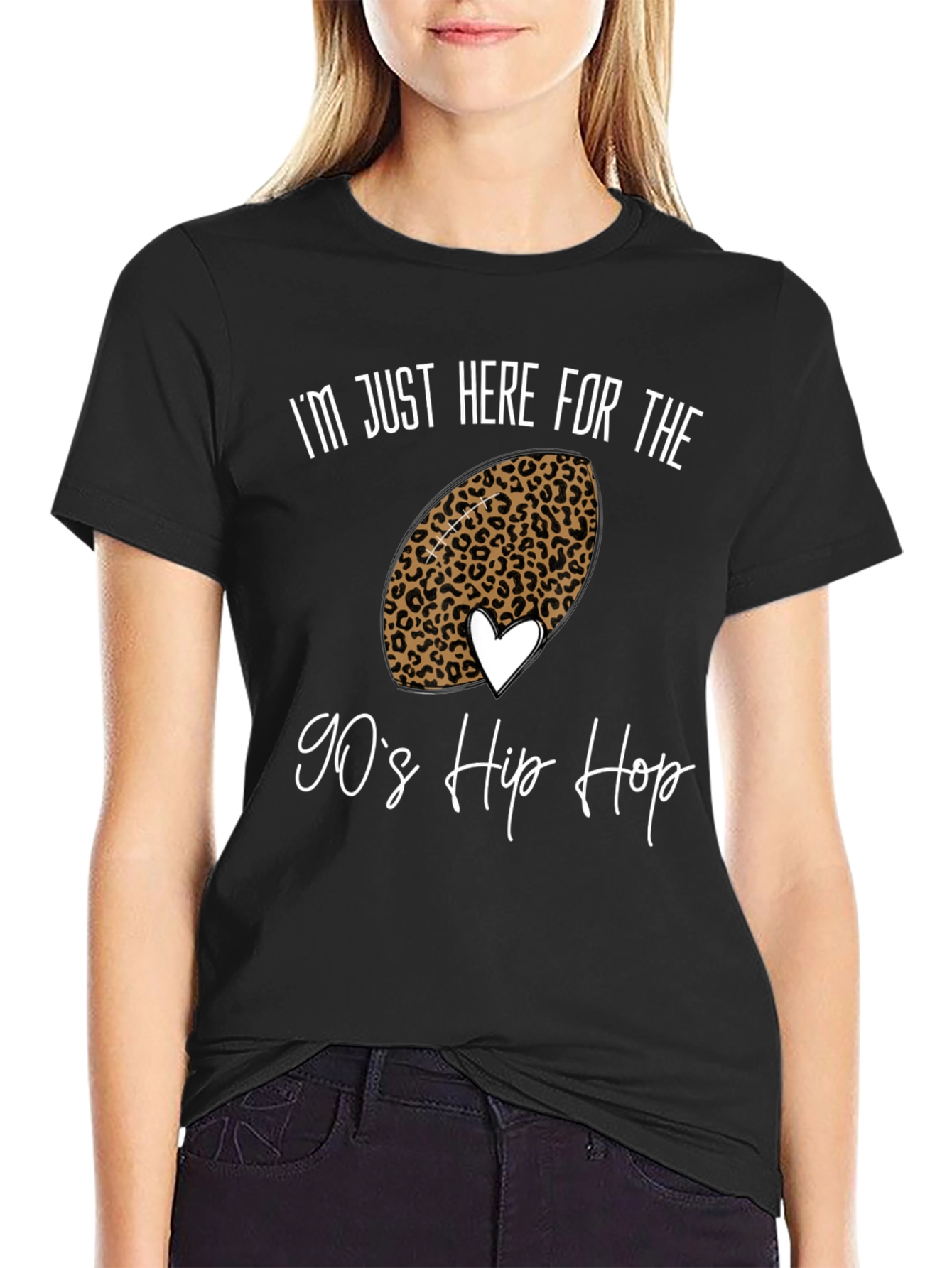 90s Hip Hop Football Leopard Print Tee