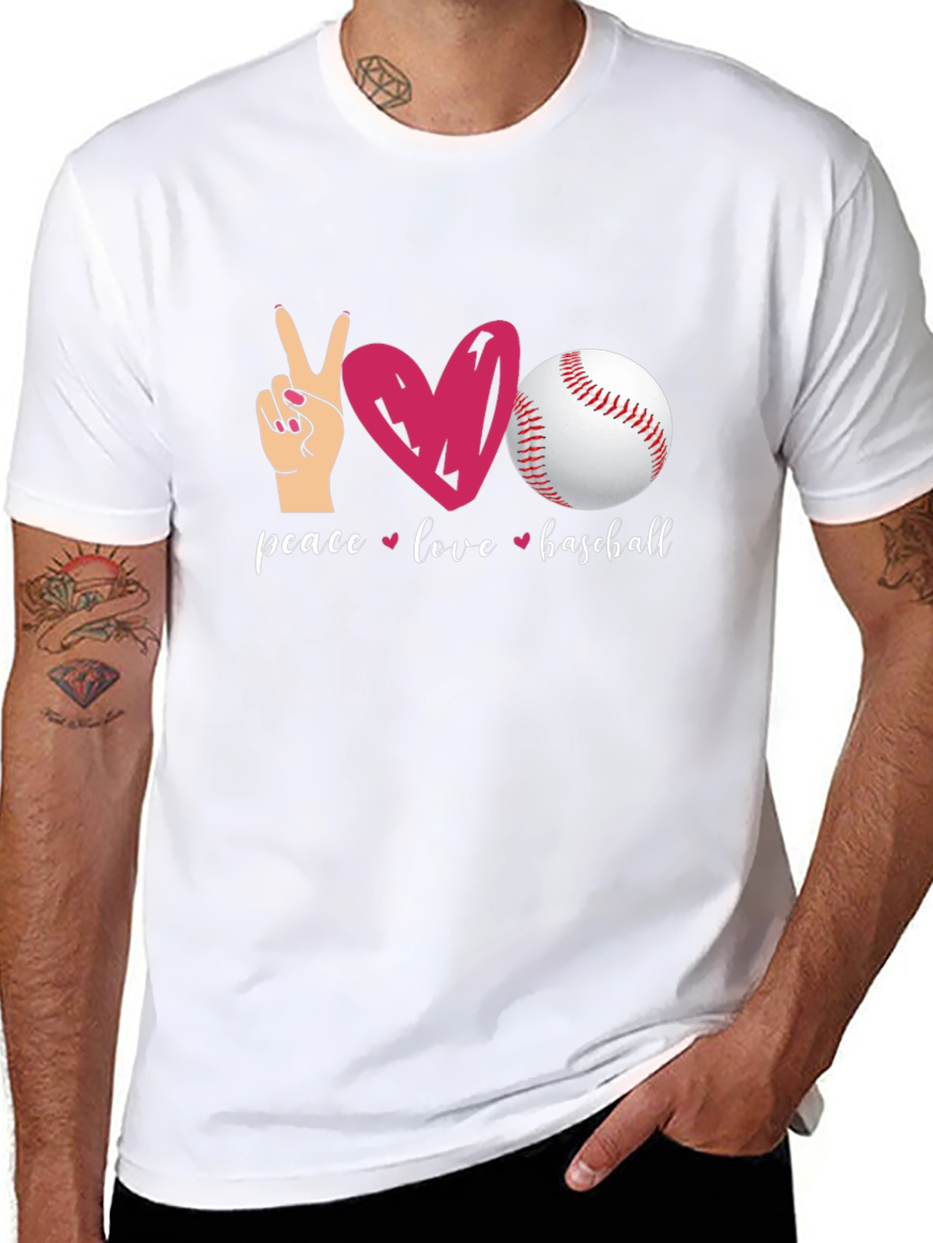 Peace Love Baseball Black T-Shirt