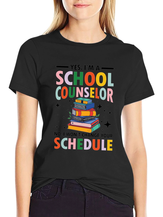 School Counselor T-Shirt - Colorful Book Stack Design