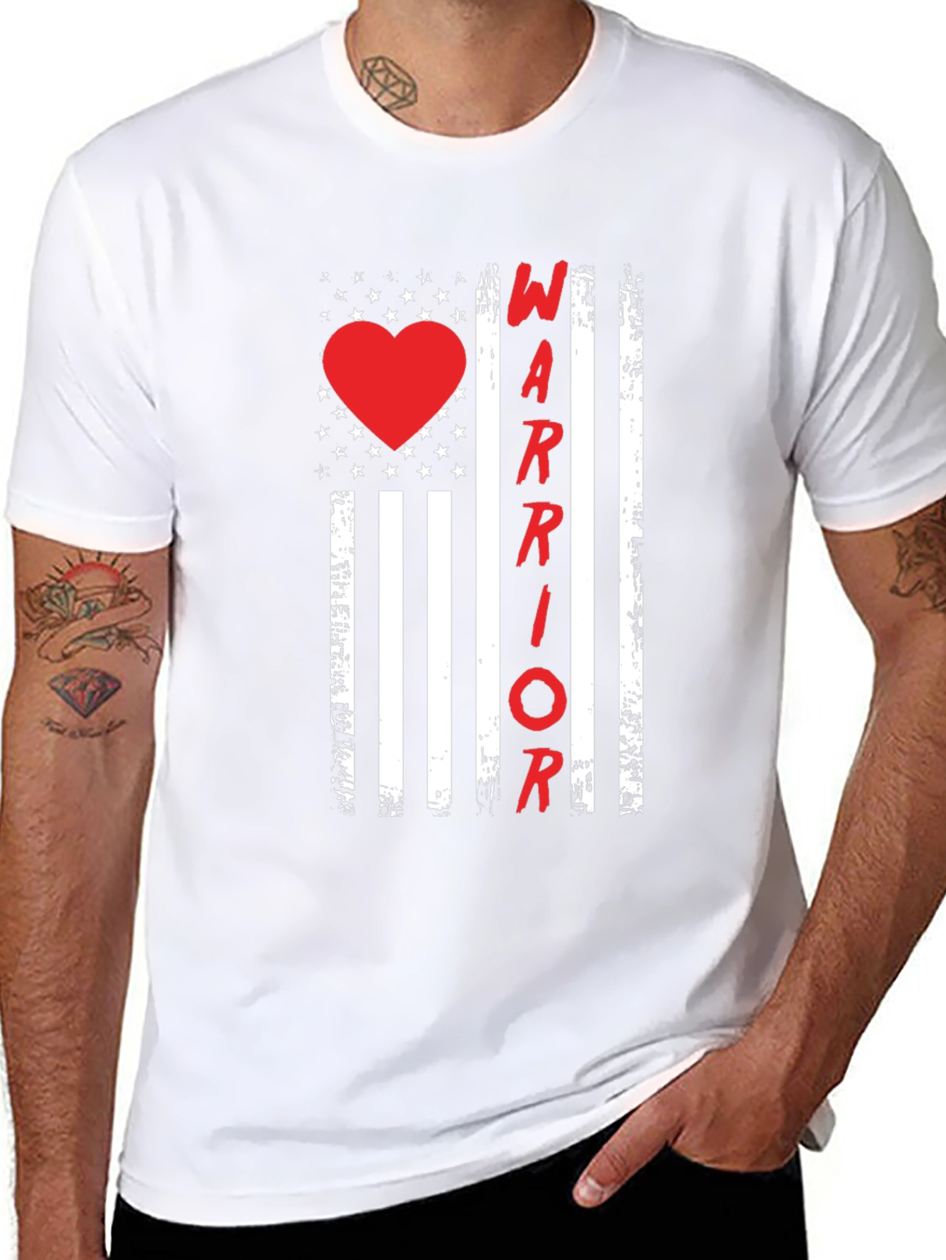 Warrior Heart Flag Graphic Tee - Black
