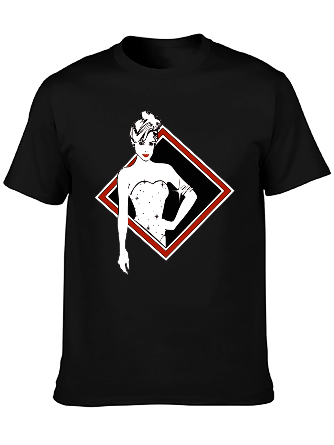 Stylish Woman Graphic Black Tee