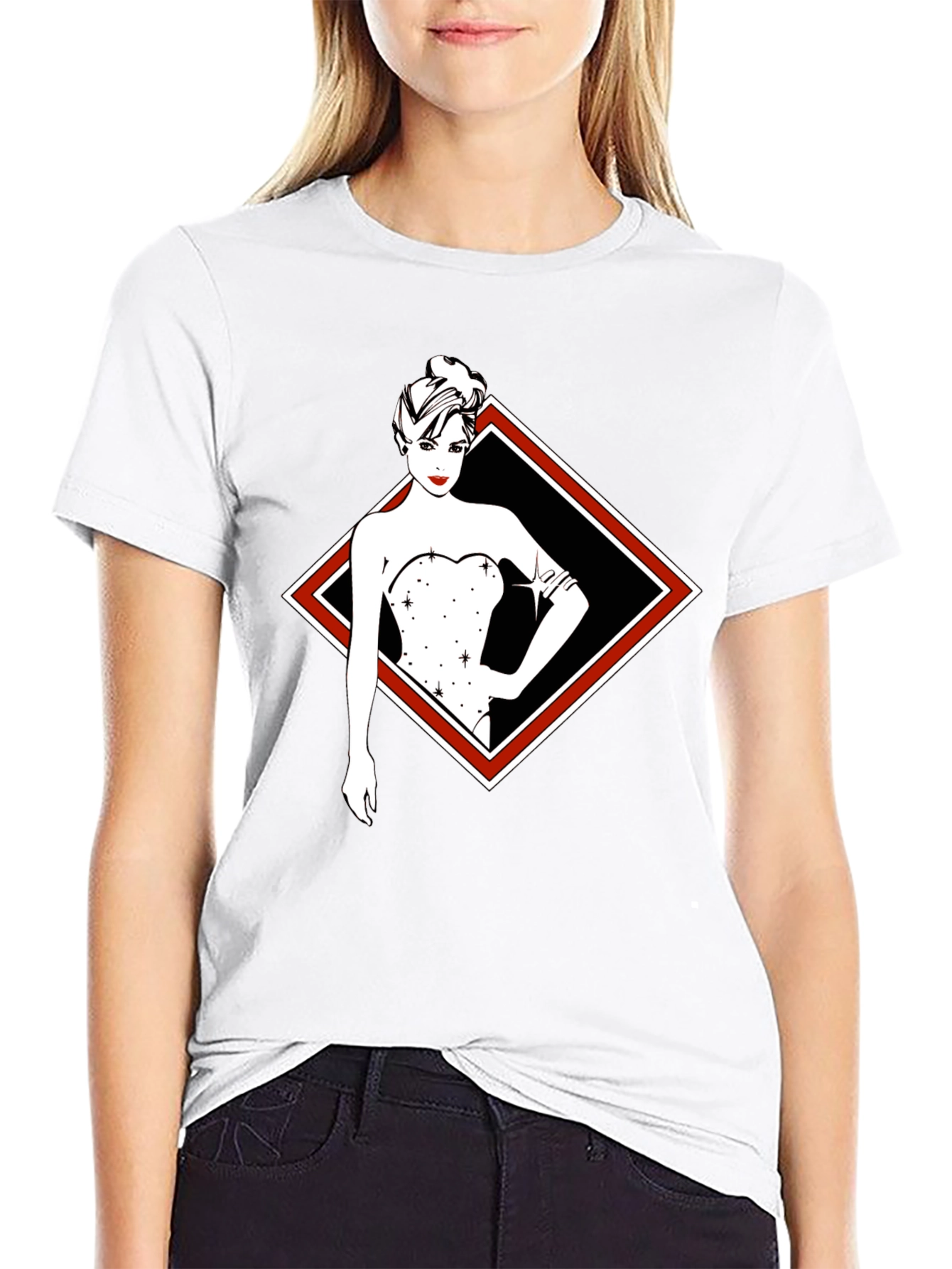 Stylish Woman Graphic Black Tee