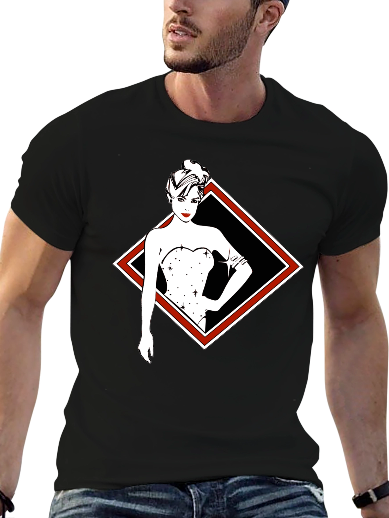 Stylish Woman Graphic Black Tee