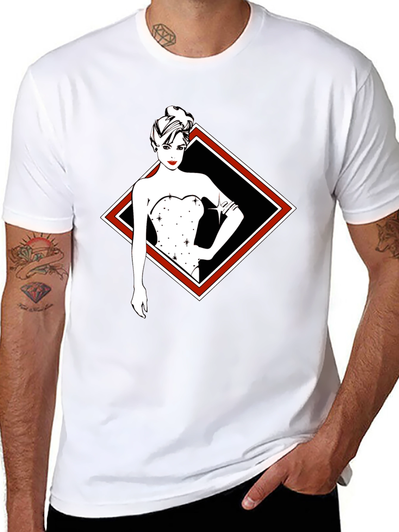 Stylish Woman Graphic Black Tee