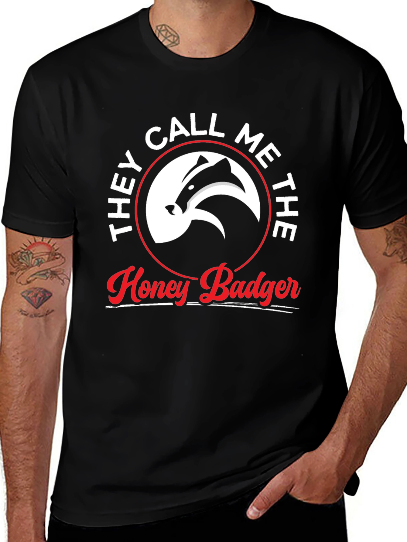 Honey Badger Graphic Tee - Unisex Black Cotton T-Shirt