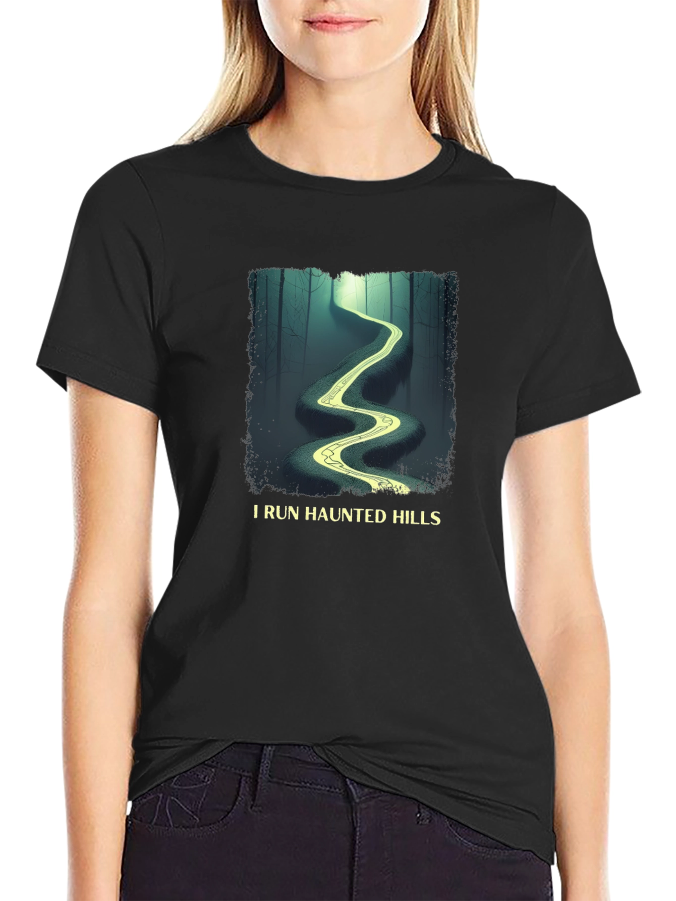 I Run Haunted Hills Black Graphic T-Shirt