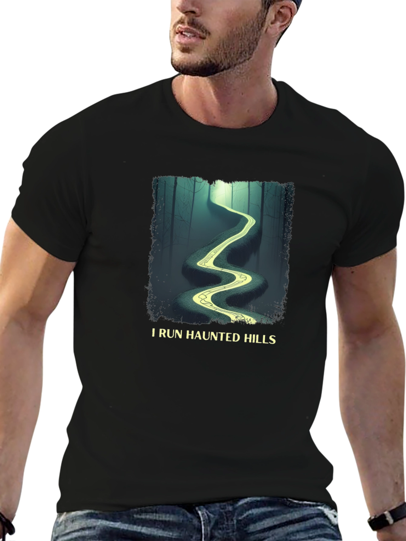 I Run Haunted Hills Black Graphic T-Shirt