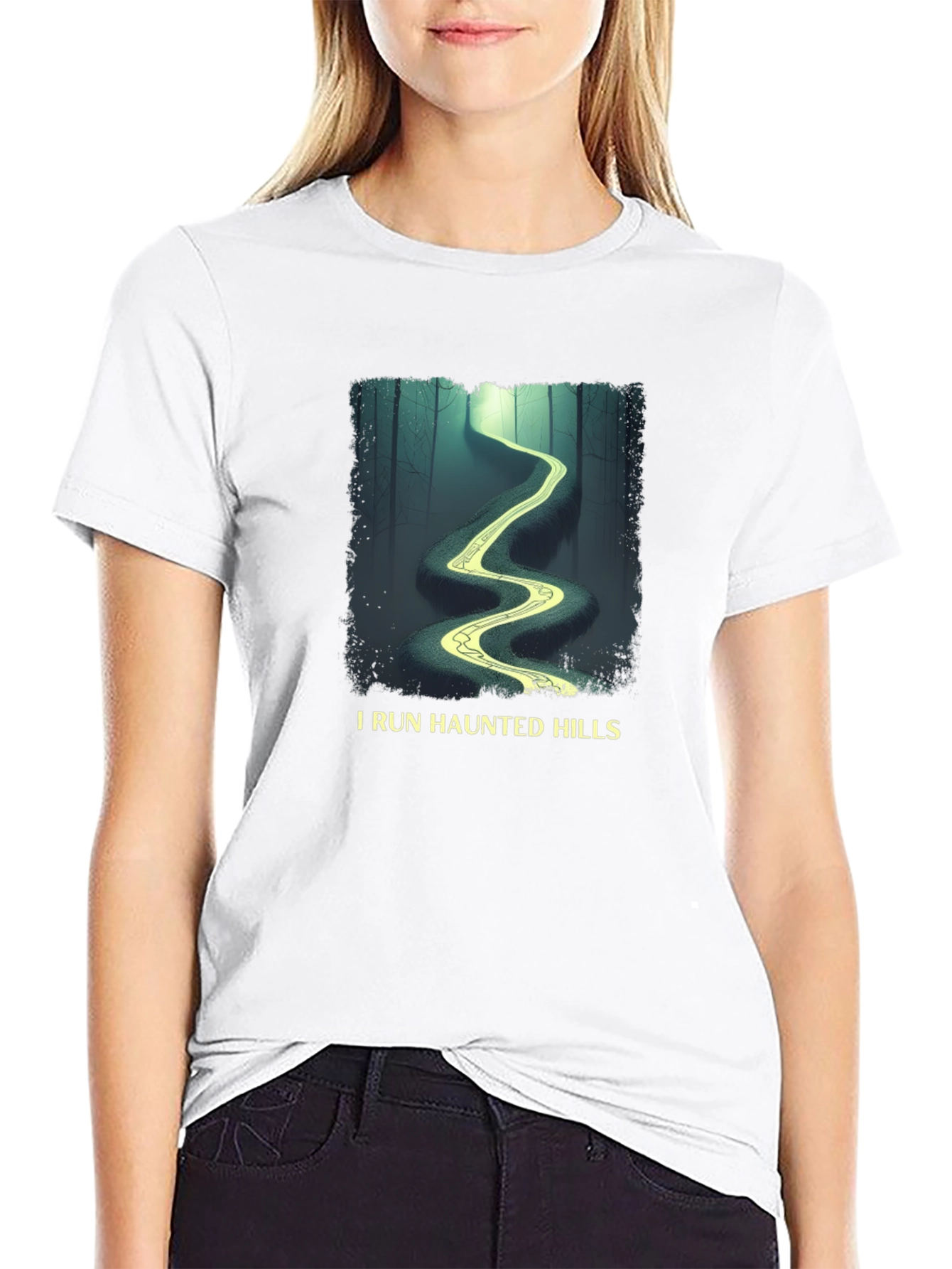 I Run Haunted Hills Black Graphic T-Shirt