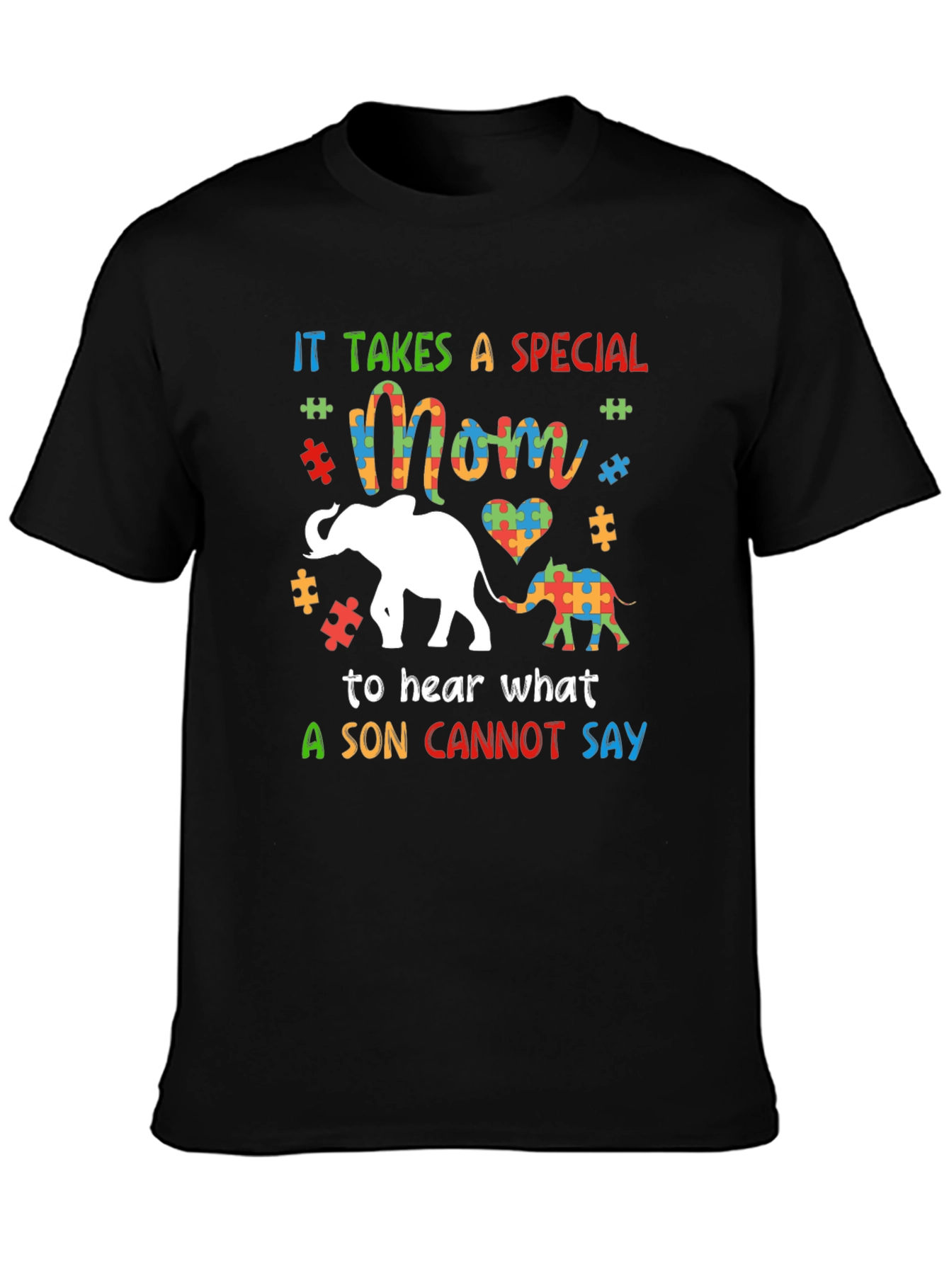 Autism Awareness Mom & Son Elephant Graphic Tee