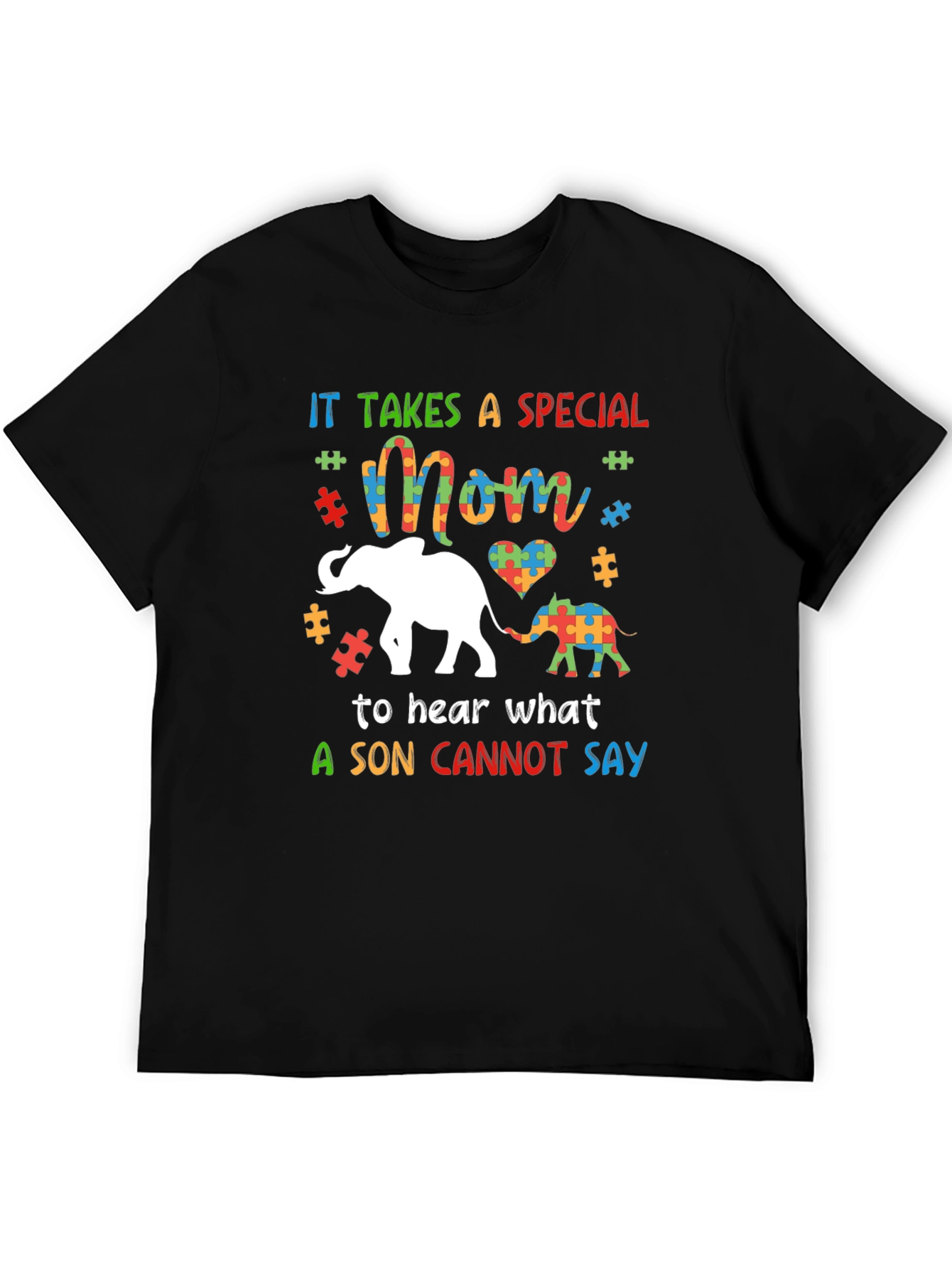 Autism Awareness Mom & Son Elephant Graphic Tee