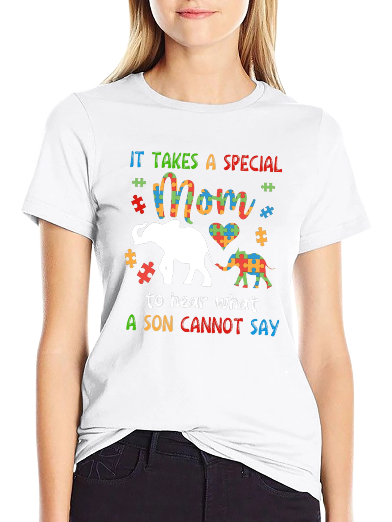 Autism Awareness Mom & Son Elephant Graphic Tee