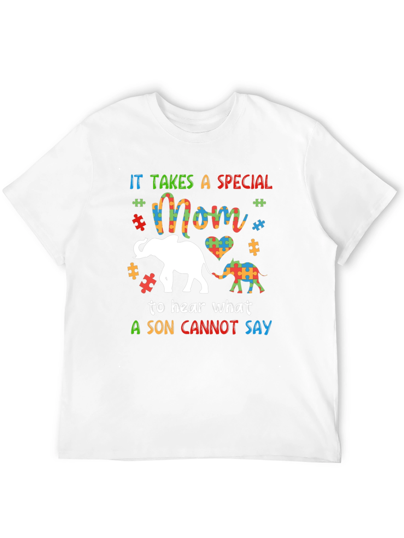 Autism Awareness Mom & Son Elephant Graphic Tee