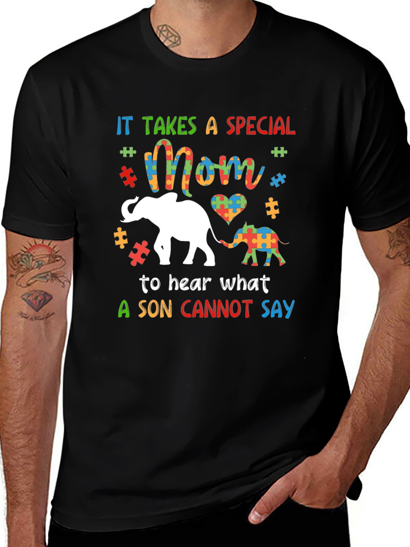 Autism Awareness Mom & Son Elephant Graphic Tee