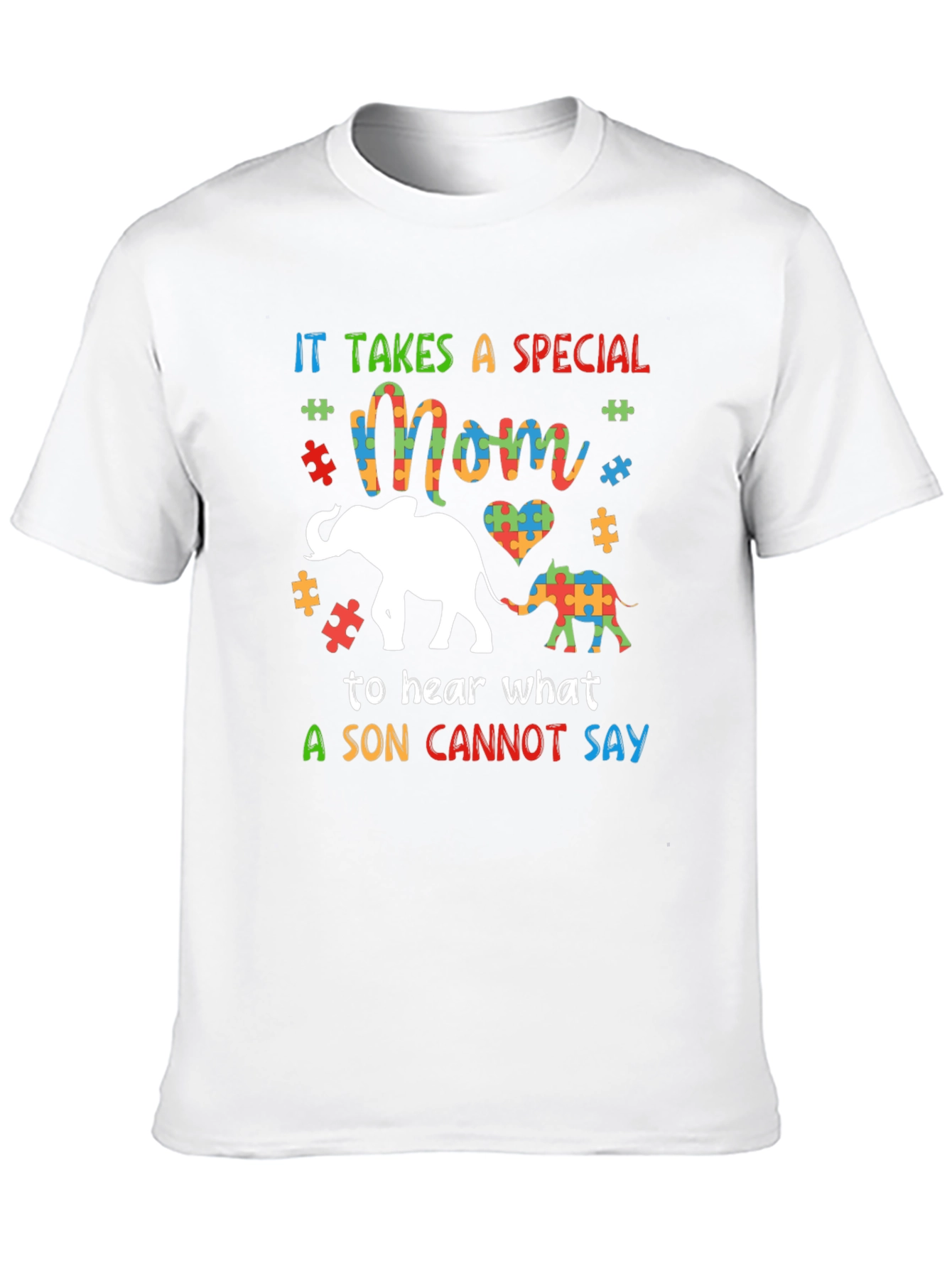 Autism Awareness Mom & Son Elephant Graphic Tee
