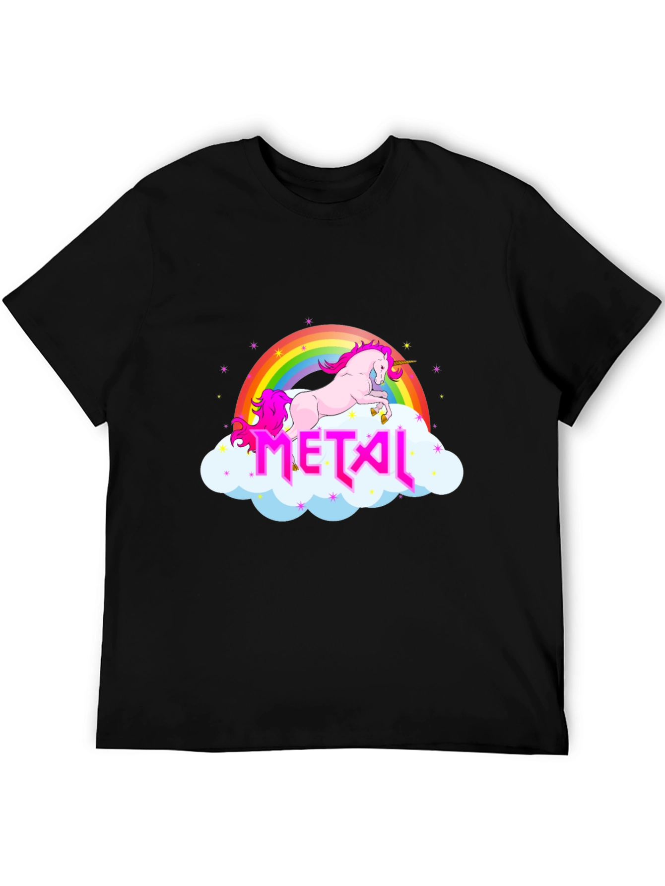 Unicorn Rainbow Metal Graphic T-Shirt