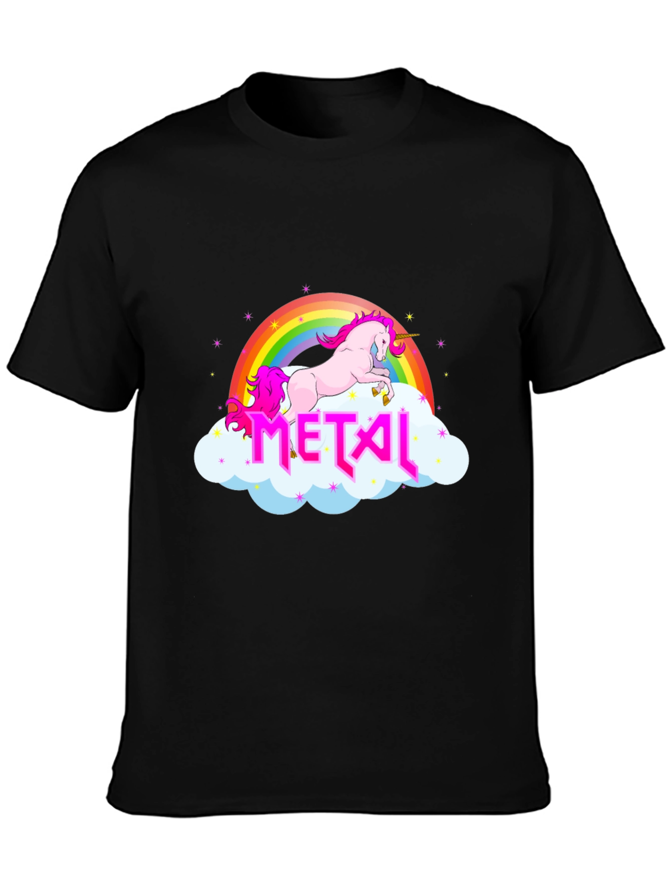 Unicorn Rainbow Metal Graphic T-Shirt