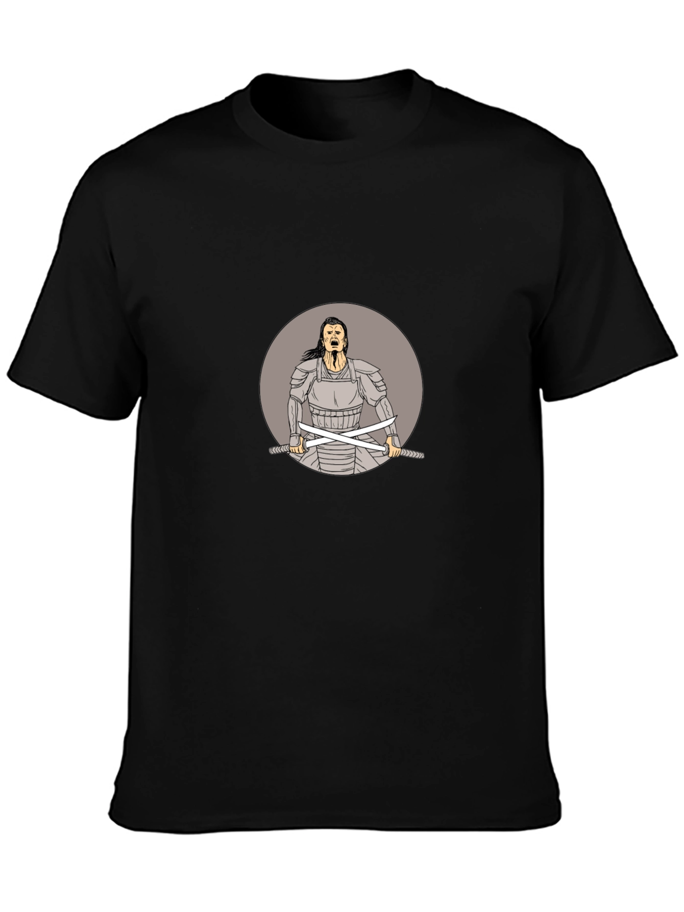 Samurai Warrior Graphic Tee - Black Cotton Shirt