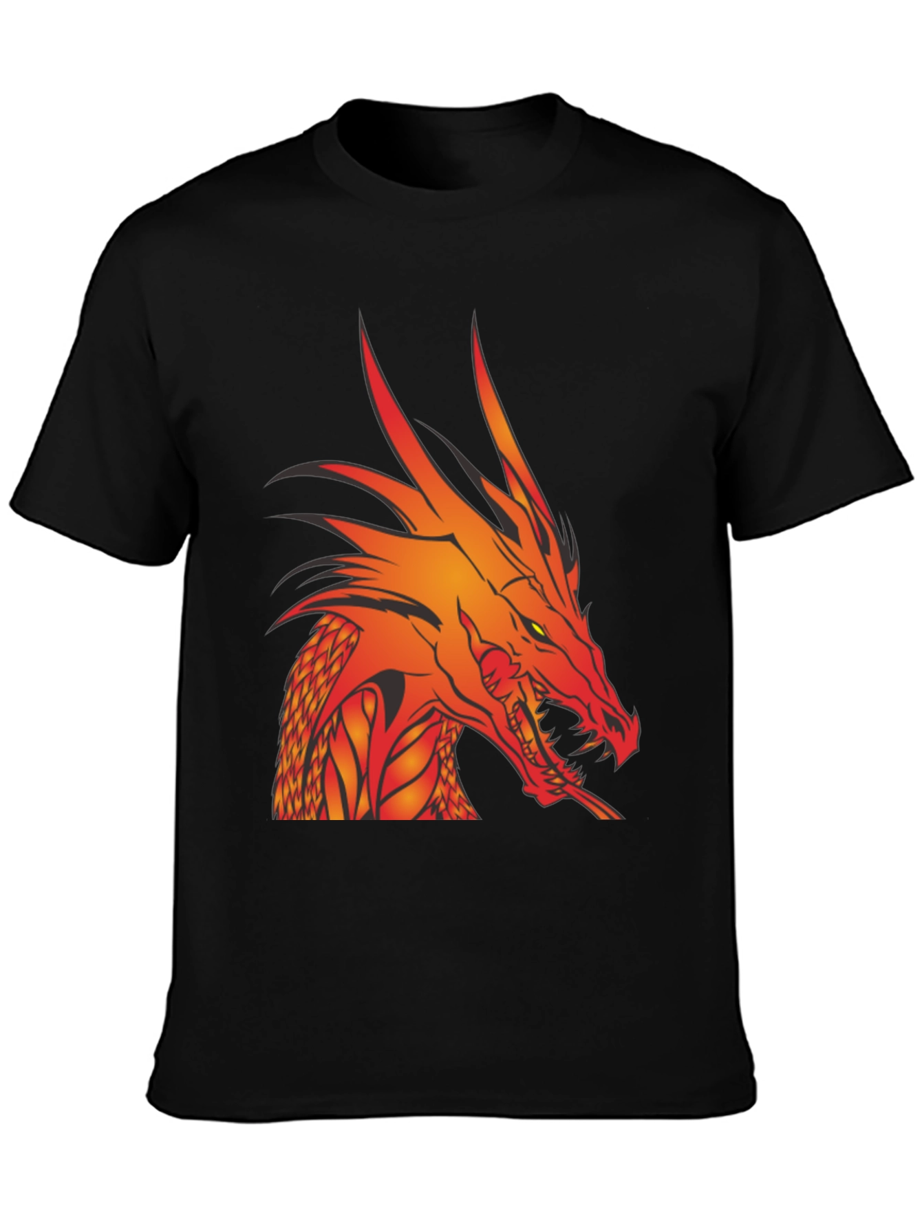 Fiery Dragon Graphic T-Shirt - Bold Black Tee